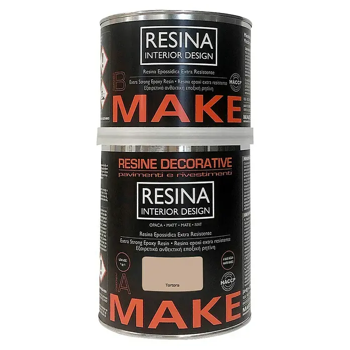 Fleur Resina epoxi Interior Design - Tortora, 750 ml - Dos latas de pintura RESINA Interior Design, componentes A y B, para superficies decorativas y recubrimientos de resina epoxi extra fuertes.