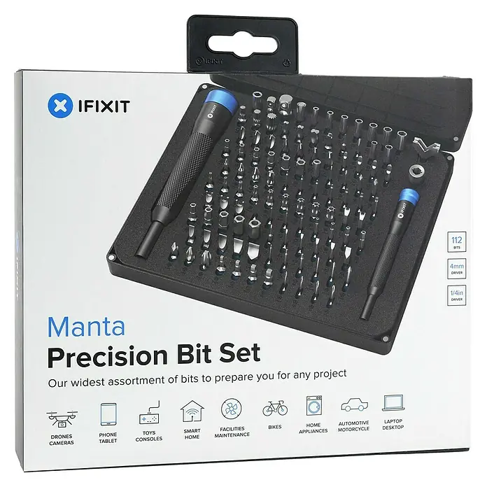 iFixit Bit-Set Manta Precision - Geeignet für: Smartphones - iFixit Manta Präzisions-Bit-Set, vielseitiges Werkzeugset für Reparaturen an Elektronik, Gadgets und Haushaltsgeräten.