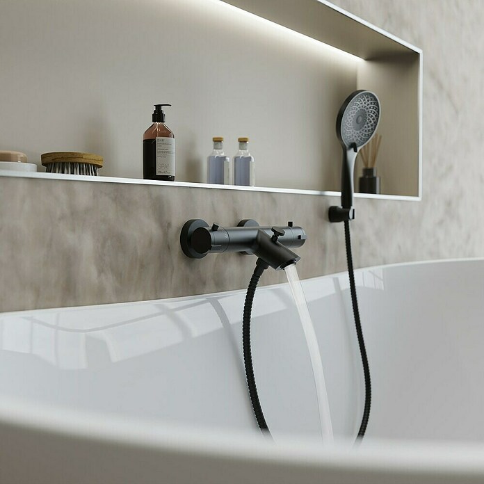 Camargue Badewannenarmatur Zapo (Ausladung Armatur: 165 mm, Schwarz, Matt) | BAUHAUS