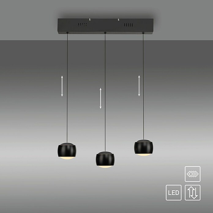 Just Light Lámpara colgante LED Vidrio (15 W, L x An x Al: 10 x 60 x 220 cm, Negro) | BAUHAUS