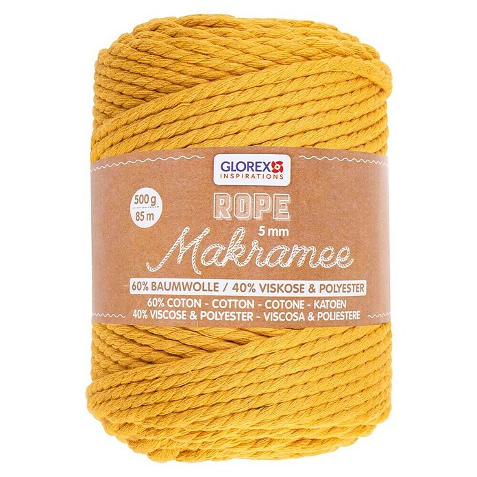 Glorex Wolle Makramee-Rope (Gelb, Durchmesser: 5 mm, 500 g, gedreht) | BAUHAUS