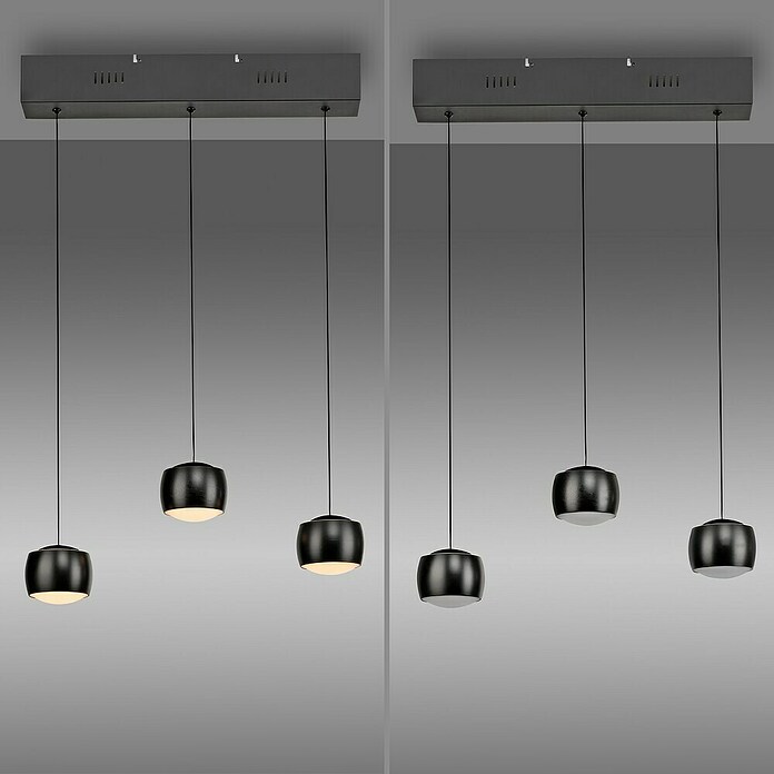 Just Light Lámpara colgante LED Vidrio (15 W, L x An x Al: 10 x 60 x 220 cm, Negro) | BAUHAUS