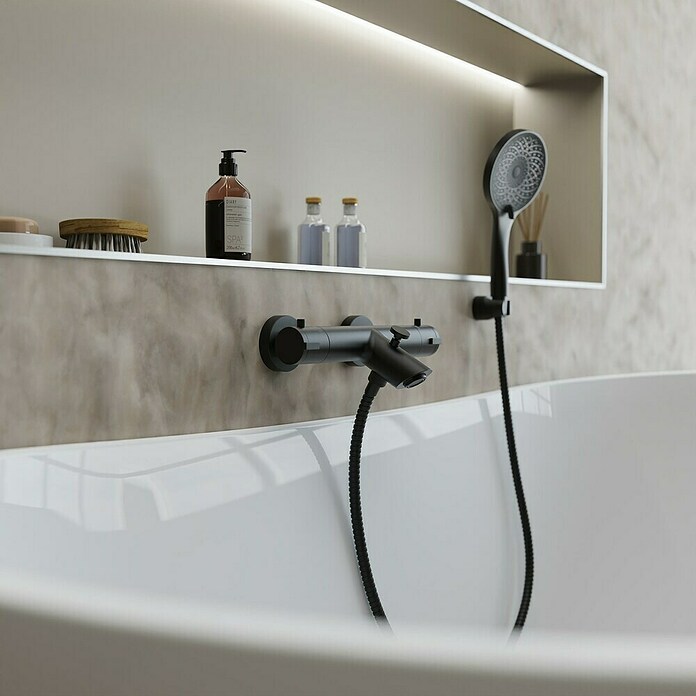 Camargue Badewannenarmatur Zapo (Ausladung Armatur: 165 mm, Schwarz, Matt) | BAUHAUS