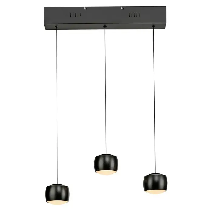 Just Light LED-Pendelleuchte Ballini - 15 W, L x B x H: 10 x 60 x 220 cm, Schwarz - Moderne schwarze Hängeleuchte mit drei Lampenschirmen, ideal für Esszimmer oder Küche. Stilvolles Design für jede Einrichtung.
