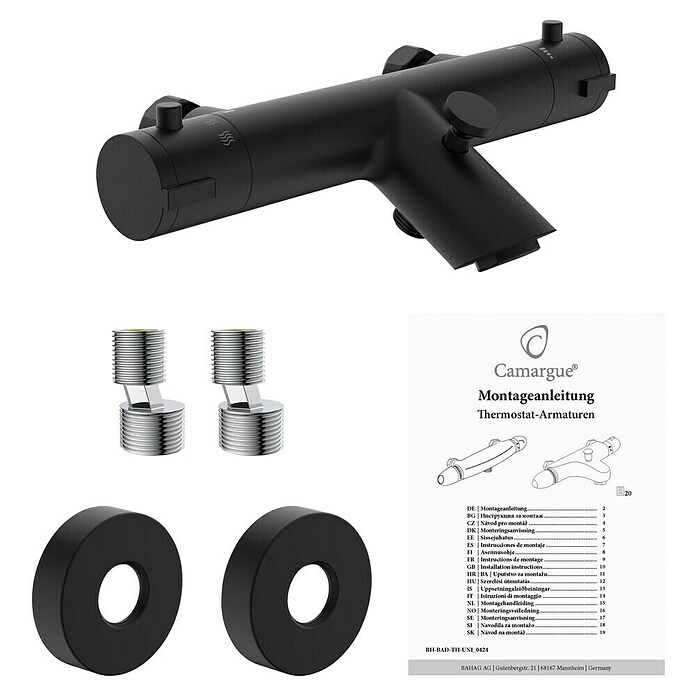 Camargue Badewannenarmatur Zapo (Ausladung Armatur: 165 mm, Schwarz, Matt) | BAUHAUS