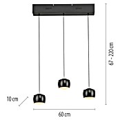 Just Light Lámpara colgante LED Vidrio (15 W, L x An x Al: 10 x 60 x 220 cm, Negro) | BAUHAUS