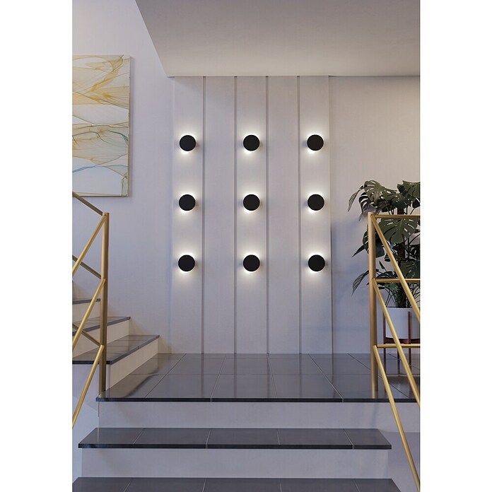 Eglo Talamello Aplique de pared LED redondo (4 W, Negro, Blanco cálido) | BAUHAUS