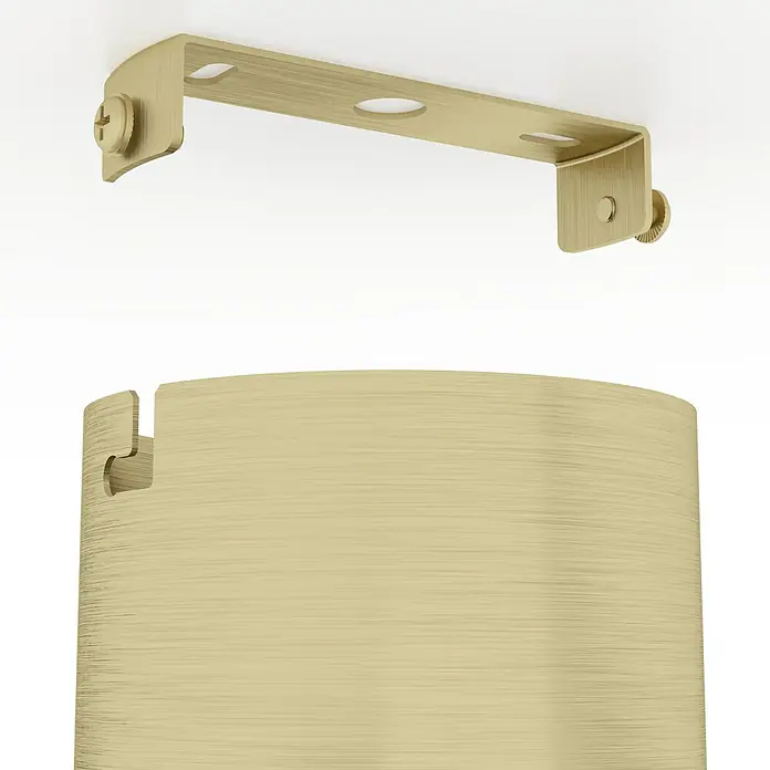 Eglo Plafón LED Aieta - 12 W, L x An x Al: 7 x 13 x 8 cm, Oro, Blanco neutro - Primer plano de una lámpara de techo dorada, que muestra el soporte detallado y la pantalla cilíndrica.