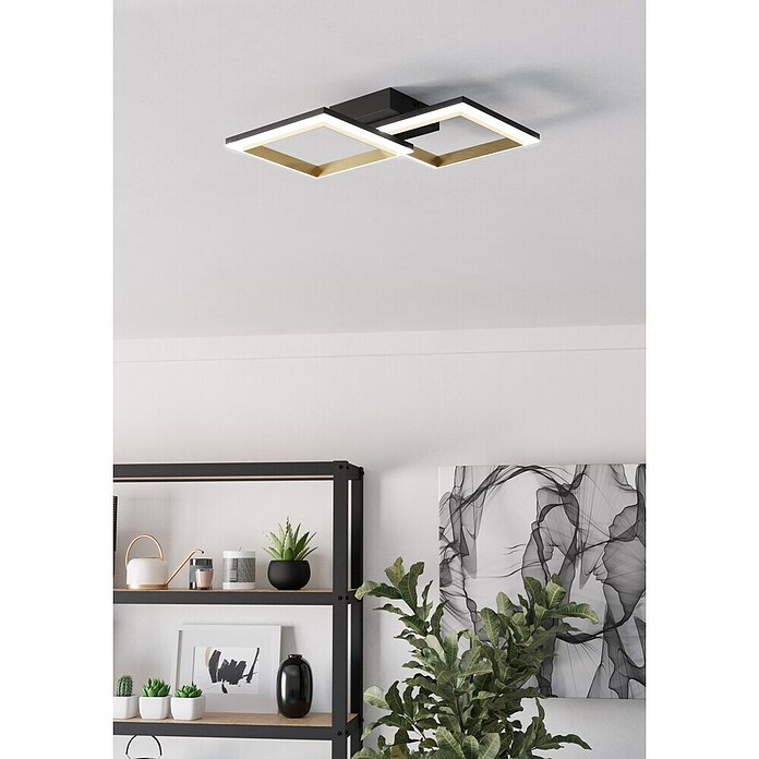 Eglo Calliera Plafón LED (20 W, L x An x Al: 52,5 x 31 x 8,5 cm, Negro, Blanco neutro) | BAUHAUS