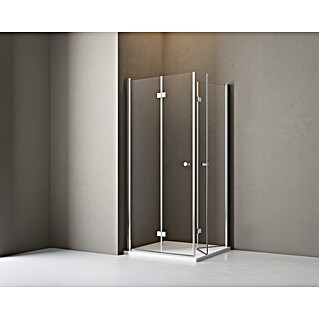 BAUHAUS Eckdusche Light Bifold (89 x 89 x 190 cm, Unbeschichtet, Silber, Glasstärke: 5 mm)