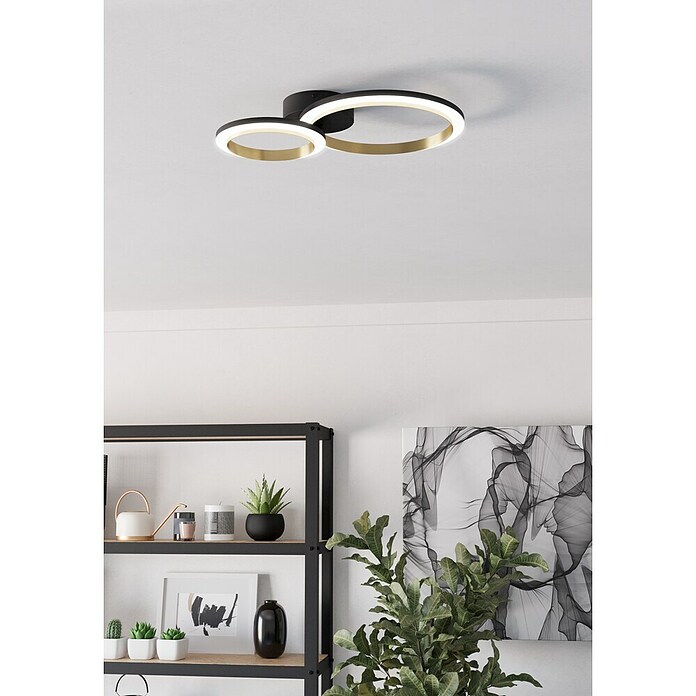 Eglo Calliera Plafón LED (12 W, L x An x Al: 42 x 30 x 8 cm, Negro, Blanco neutro) | BAUHAUS
