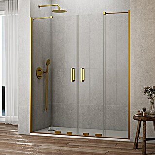 GME Mampara de ducha frontal Kenna (161 x 195 cm, Espesor de vidrio: 8 mm, Oro)