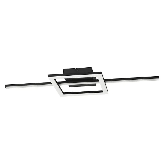 Eglo Plafón LED Agostino - 22,5 W, L x An x Al: 66 x 22 x 6 cm, Negro, Blanco cálido - Una moderna lámpara de techo LED empotrable con interior negro y marco blanco, que ofrece un diseño elegante y minimalista.