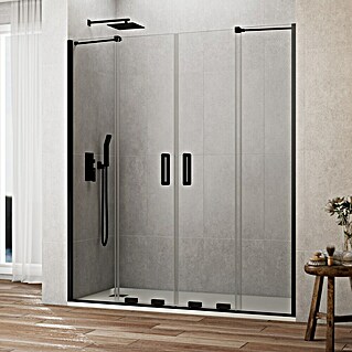 GME Mampara de ducha frontal Kenna (161 x 195 cm, Espesor de vidrio: 8 mm, Negro)