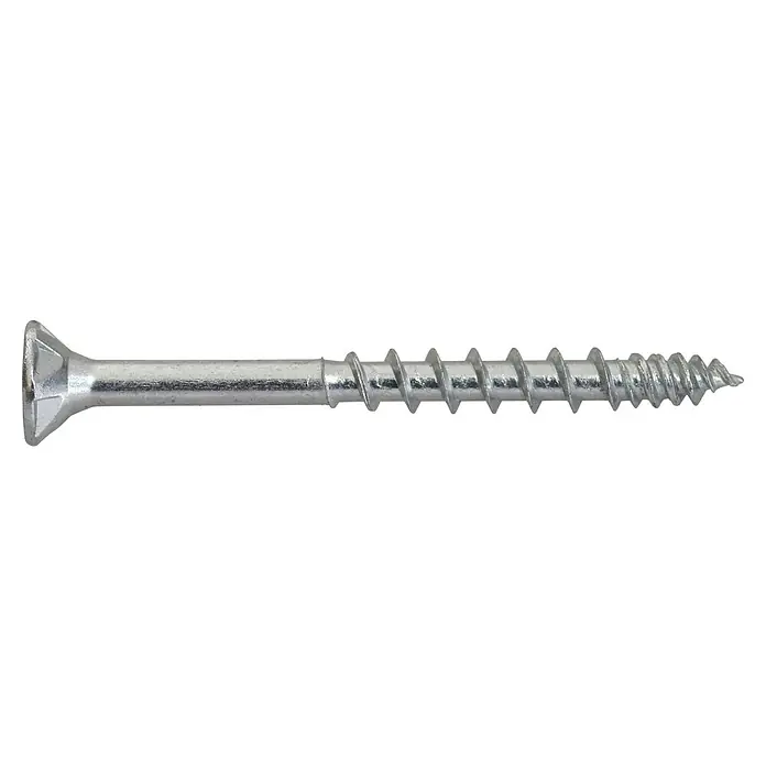 SWG Holzschraube - Ø x L: 6 x 60 mm, Verzinkt, Senkkopf, Gesamtstückzahl: 200 Stk. - Nahaufnahme einer einzelnen Senkkopfschraube aus Metall mit einem Schlitzschraubenkopf, die für Holz- und Metallarbeiten geeignet ist.