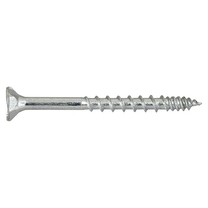 SWG Holzschraube - Ø x L: 4,5 x 40 mm, Verzinkt, Senkkopf, Gesamtstückzahl: 400 Stk. - Nahaufnahme einer einzelnen, silbernen Holzschraube mit breitem Kopf und scharfen Gewinde, ideal für Holzbearbeitungs-Projekte.