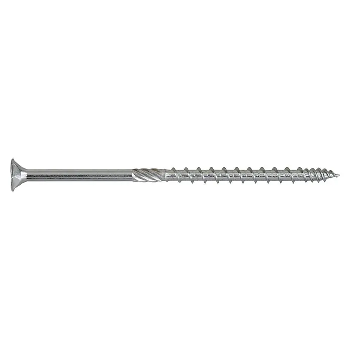SWG Holzschraube - Ø x L: 5 x 80 mm, Verzinkt, Senkkopf, Gesamtstückzahl: 200 Stk. - Nahaufnahme einer silbernen Holzschraube mit Flachkopf und Gewinde, ideal für Holzbearbeitung und Heimwerkerprojekte.