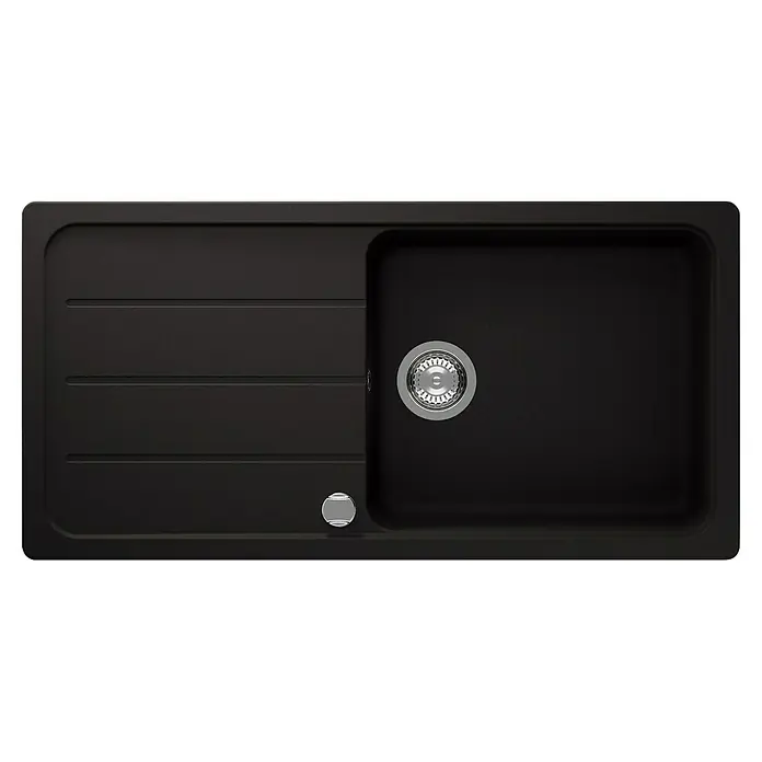 Respekta Einbauspüle Austin - 100 x 50 cm, Schwarz, Anzahl Becken: 1 Stk. - Schwarze Küchenspüle mit Abtropffläche und großem Becken. Das Spülbecken ist modern und minimalistisch gestaltet, ideal für jede Küche.