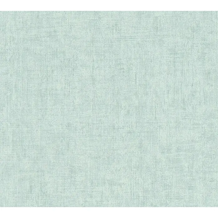 A.S. Création Greenery Vliestapete Strukturuni - Türkis, Uni, 10,05 x 0,53 m - Hintergrundbild mit einer sanften Textur, die an Leinwand erinnert, ideal für dezente und elegante Raumgestaltung mit diesem Wandbelag.