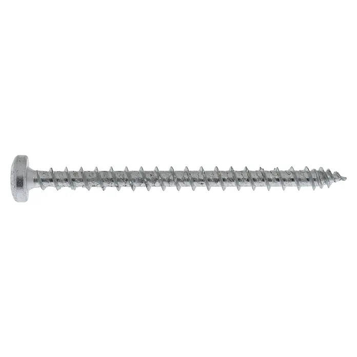 SWG Holzschraube - Ø x L: 3 x 12 mm, Verzinkt, Linsenkopf, Gesamtstückzahl: 200 Stk. - Nahaufnahme einer einzelnen, silberfarbenen Schraube mit Gewinde und Kopf, ideal für Befestigungszwecke in verschiedenen Materialien.
