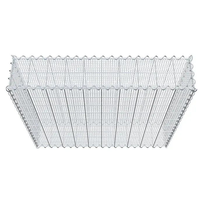 Gabiona Gabione - 100 x 20 x 90 cm, Maschenbreite: 10 cm, Maschenhöhe: 10 cm, Splittgabione - Das Bild zeigt einen Gabionenkorb aus Drahtgeflecht, der für den Garten- und Landschaftsbau konzipiert ist. Er ist stabil und vielseitig einsetzbar.