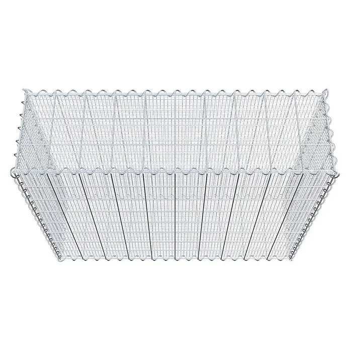 Gabiona Gabione - 100 x 30 x 80 cm, Maschenbreite: 10 cm, Maschenhöhe: 10 cm, Splittgabione - Das Bild zeigt einen Gabionenkorb aus Metalldraht, ideal für Garten- und Landschaftsbau. Perfekt zur Hangbefestigung und dekorativen Gestaltung im Außenbereich.