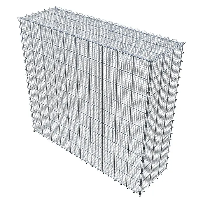 Gabiona Gabione - 100 x 30 x 90 cm, Maschenbreite: 10 cm, Maschenhöhe: 10 cm, Splittgabione - Das Bild zeigt einen Gabionenkorb aus Drahtgitter, der für den Einsatz im Garten- und Landschaftsbau konzipiert ist.