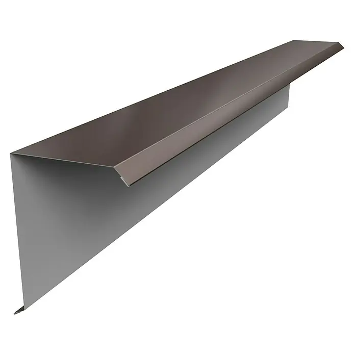 Metdach Kantenwinkel Ortgang - Mahagoni, 200 cm, Stahl - Nahaufnahme eines dunkelbraunen Kantenschutzprofils aus Metall. Schützt Kanten und Ecken vor Beschädigungen.