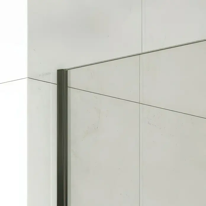 GME Mampara de ducha fija Screen Frost - An x Al: 98 x 195 cm, Vidrio serigrafiado, Titanio - Cabina de ducha con líneas limpias y diseño moderno, ideal para un baño elegante. La pared de cristal aporta luminosidad y elegancia al espacio.