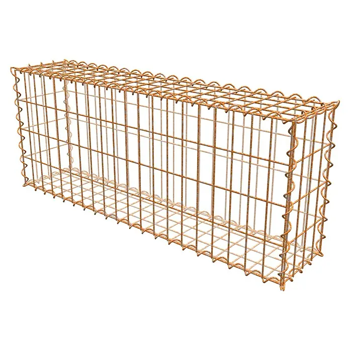Gabiona Gabione - 100 x 20 x 40 cm, Maschenbreite: 5 cm, Maschenhöhe: 10 cm, Unverzinkt - Rostfarbener Gabionenkorb aus Metalldraht für den Außenbereich, ideal zur Befüllung mit Steinen. Stabil und langlebig.