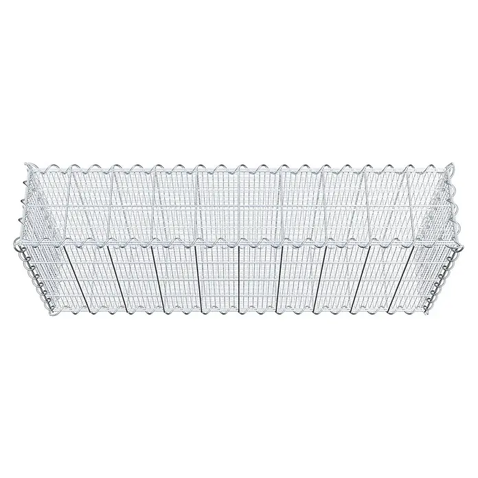 Gabiona Gabione - 100 x 20 x 40 cm, Maschenbreite: 10 cm, Maschenhöhe: 10 cm, Splittgabione - Draufsicht auf einen Gabionenkorb aus Drahtgeflecht, ideal für Gartenbau- und Landschaftsgestaltungsprojekte.