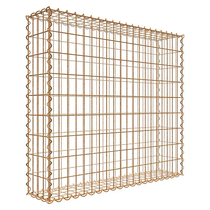 Gabiona Gabione - 100 x 20 x 90 cm, Maschenbreite: 5 cm, Maschenhöhe: 10 cm, Unverzinkt - Rostfarbiger Gabionenkorb aus Drahtgeflecht. Ein stabiles Element für den Garten- und Landschaftsbau, ideal für dekorative und funktionale Zwecke.