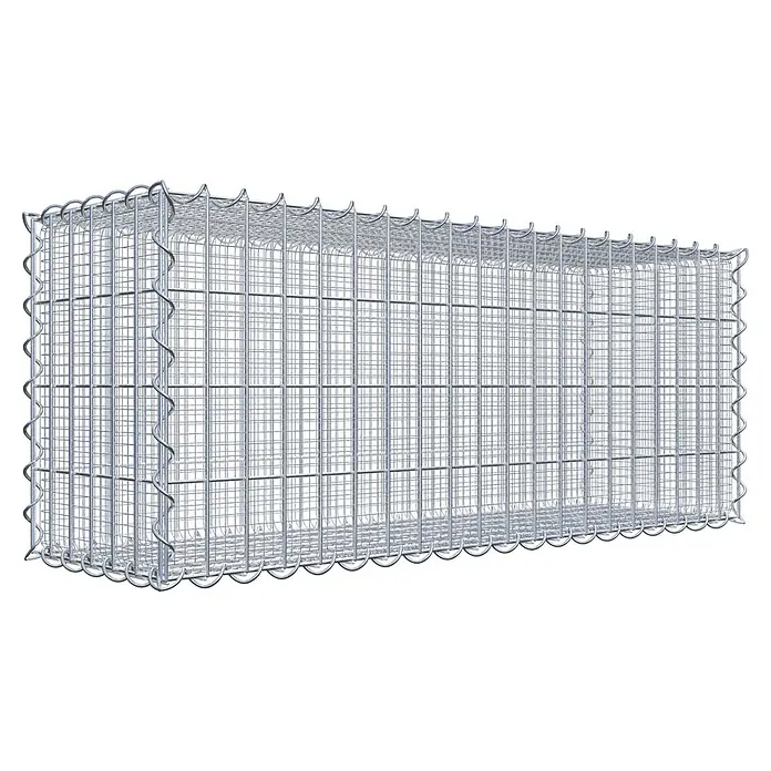 Gabiona Gabione - 100 x 30 x 40 cm, Maschenbreite: 5 cm, Maschenhöhe: 10 cm, Splittgabione - Ansicht eines rechteckigen Gabionenkäfigs aus verzinktem Drahtgeflecht, der Stabilität und Haltbarkeit für verschiedene Anwendungen bietet.