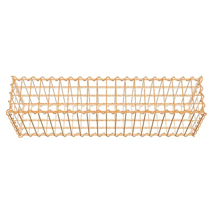 Gabiona Gabione - 100 x 20 x 30 cm, Maschenbreite: 5 cm, Maschenhöhe: 10 cm, Unverzinkt - Rostfarbener Drahtkorb mit rechteckiger Form, ideal zur Aufbewahrung von Gegenständen und zur dekorativen Gestaltung.