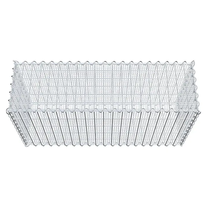 Gabiona Gabione - 100 x 30 x 50 cm, Maschenbreite: 5 cm, Maschenhöhe: 10 cm, Splittgabione - Das Bild zeigt einen Gabionenkorb aus verzinktem Draht, der für den Einsatz im Garten- und Landschaftsbau konzipiert ist.
