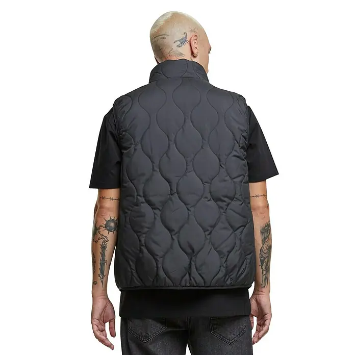 Urban Classics Steppjacke - Schwarz, XL - Schwarze Steppweste mit einzigartigem Muster, ideal für zusätzliche Wärme und einen modischen Look.