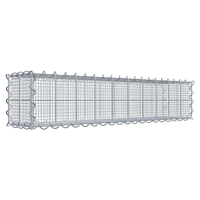 Gabiona Gabione - 100 x 20 x 20 cm, Maschenbreite: 10 cm, Maschenhöhe: 10 cm, Splittgabione - Detailaufnahme eines Gabionenkorbs, der aus einem stabilen Drahtgitter besteht, ideal für den Einsatz im Garten- und Landschaftsbau.
