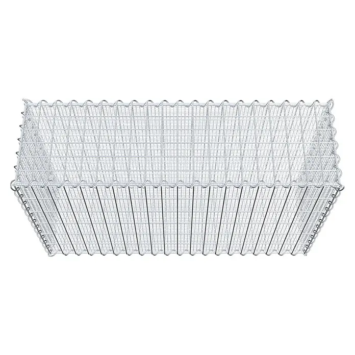 Gabiona Gabione - 100 x 30 x 60 cm, Maschenbreite: 5 cm, Maschenhöhe: 10 cm, Splittgabione - Ansicht eines leeren Gabionenkobrs aus Drahtgeflecht, ideal für Gartengestaltung und Landschaftsbau, bietet vielseitige Gestaltungsmöglichkeiten.