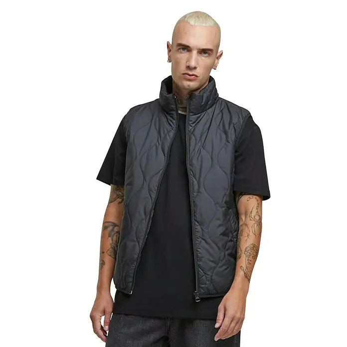 Urban Classics Steppjacke - Schwarz, XL - Schwarze Steppweste mit durchgehendem Reißverschluss und Stehkragen. Ideal für zusätzliche Wärme und vielseitige Lagenlooks.