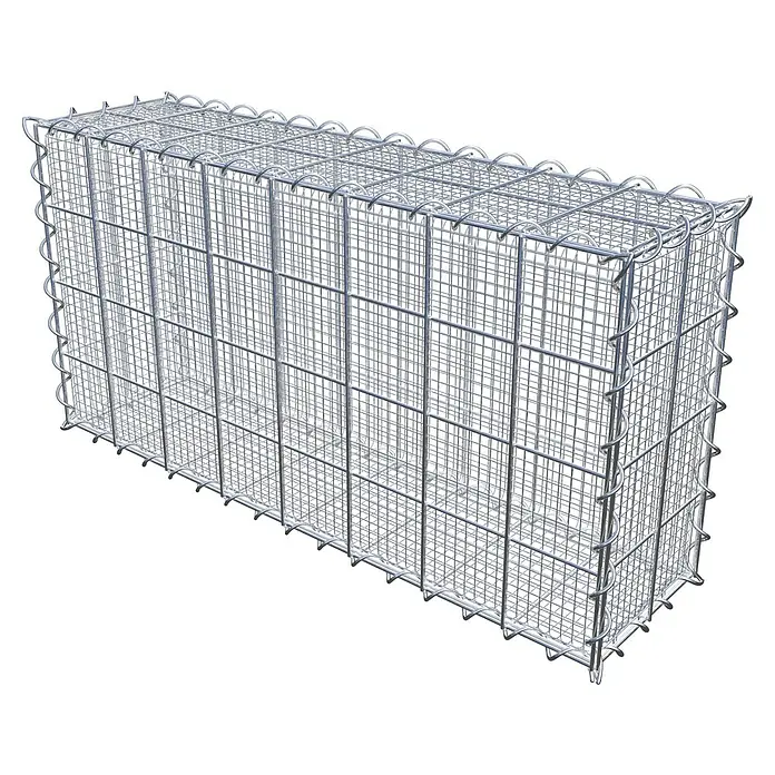 Gabiona Gabione - 80 x 20 x 40 cm, Maschenbreite: 10 cm, Maschenhöhe: 10 cm, Splittgabione - Das Bild zeigt einen Gabionenkorb aus verzinktem Draht, ideal für Gartenbau und Landschaftsgestaltung. Robuste Konstruktion für vielfältige Anwendungen.
