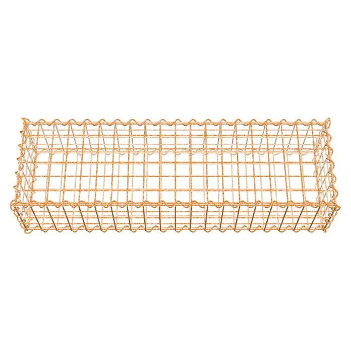 Gabiona Gabione - 100 x 30 x 20 cm, Maschenbreite: 5 cm, Maschenhöhe: 5 cm, Unverzinkt - Ansicht eines rechteckigen Gabionenkorbs aus Drahtgeflecht, ideal für den Garten- und Landschaftsbau. Das Metallgitter ist stabil und langlebig.