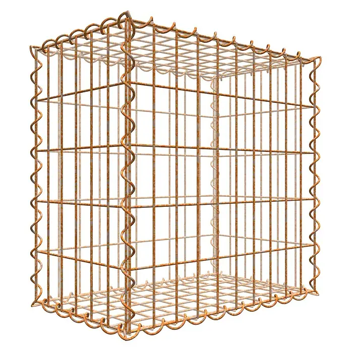 Gabiona Gabione - 50 x 30 x 50 cm, Maschenbreite: 5 cm, Maschenhöhe: 10 cm, Unverzinkt - Rostiger Drahtgitterwürfel für dekorative Zwecke. Ideal für Garten- und Landschaftsbauprojekte mit rustikalem Charme.