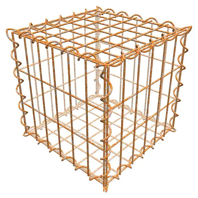 Gabiona Gabione - 30 x 30 x 30 cm, Maschenbreite: 5 cm, Maschenhöhe: 10 cm, Unverzinkt - Rostfarbener Drahtwürfel, der Stabilität und einen industriellen Touch verleiht. Ideal für Dekorationen oder als ungewöhnliches Aufbewahrungselement.