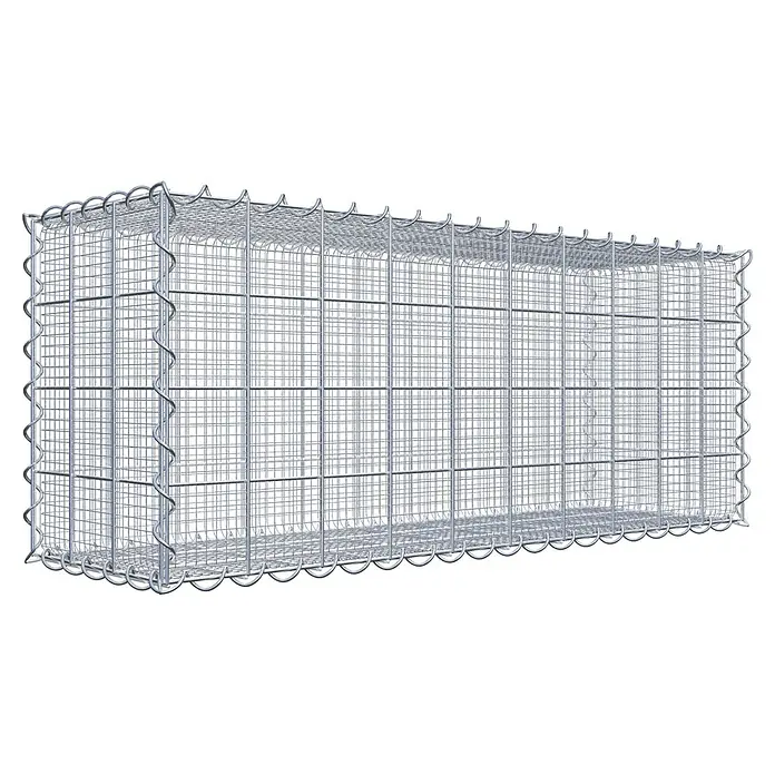 Gabiona Gabione - 100 x 30 x 40 cm, Maschenbreite: 10 cm, Maschenhöhe: 10 cm, Splittgabione - Bild eines Gabionenkäfigs aus Drahtgeflecht. Der Gabionenkäfig ist rechteckig und aus verzinktem Stahl. Ideal für Gartenbau und Landschaftsgestaltung.