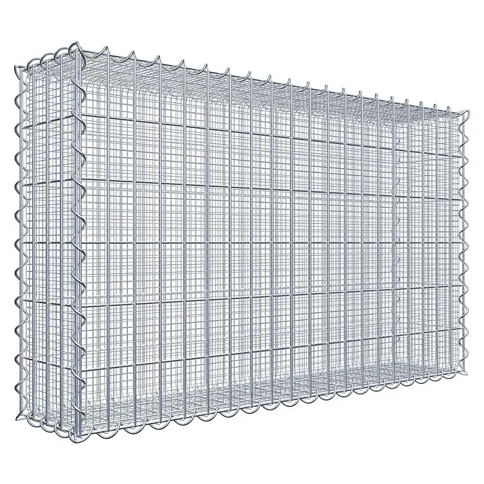 Gabiona Gabione - 100 x 20 x 60 cm, Maschenbreite: 5 cm, Maschenhöhe: 10 cm, Splittgabione - Draufsicht auf einen Gabionenkorb aus Metalldrahtgeflecht, ideal für Landschaftsbau und Erosionsschutz. Robuste Bauweise für vielseitige Anwendungen im Außenbereich.