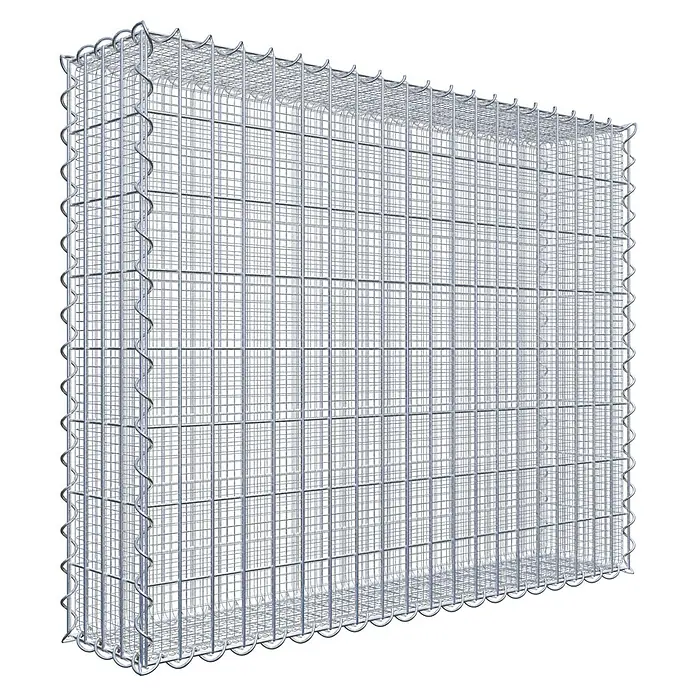 Gabiona Gabione - 100 x 20 x 80 cm, Maschenbreite: 5 cm, Maschenhöhe: 10 cm, Splittgabione - Darstellung eines Gabionenkorbs aus Draht, ideal für Gartenbau und Landschaftsgestaltung.