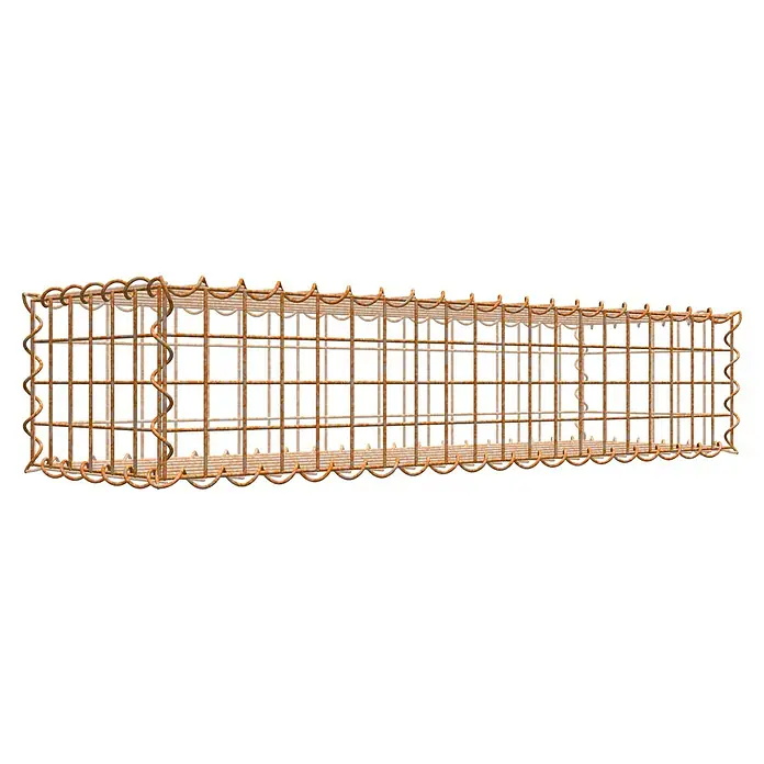 Gabiona Gabione - 100 x 30 x 20 cm, Maschenbreite: 5 cm, Maschenhöhe: 5 cm, Unverzinkt - Rostiger Bewehrungskäfig für Betonkonstruktionen, stabil und langlebig für den Einsatz im Bauwesen.
