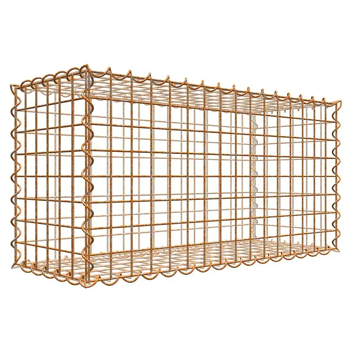 Gabiona Gabione - 80 x 30 x 40 cm, Maschenbreite: 5 cm, Maschenhöhe: 5 cm, Unverzinkt - Rostiger Drahtkäfig zur Verwendung im Garten- und Landschaftsbau.
