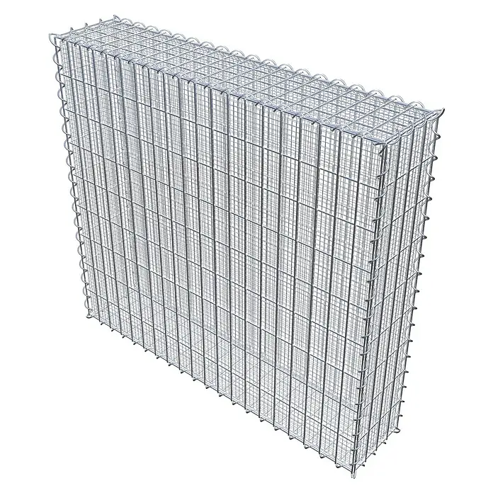 Gabiona Gabione - 100 x 20 x 90 cm, Maschenbreite: 5 cm, Maschenhöhe: 10 cm, Splittgabione - Ansicht eines Gabionenkorbs aus verzinktem Drahtgitter, der für Stabilität und Haltbarkeit bei Bauprojekten sorgt.
