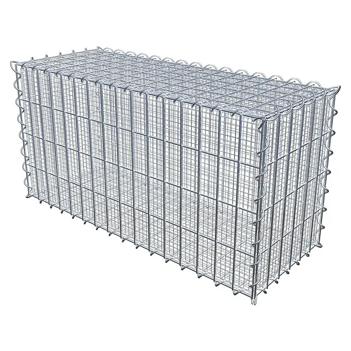 Gabiona Gabione - 80 x 30 x 40 cm, Maschenbreite: 5 cm, Maschenhöhe: 10 cm, Splittgabione - Ansicht eines Gabionenkorbs aus Drahtgeflecht, der Stabilität und modernes Design für den Außenbereich bietet.